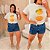 T shirt Michele Branca Estampa Laranja Plus Size - Imagem 3