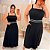Vestido Alça Bordado Alexa Preto Plus Size - Imagem 3