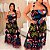 Vestido Celeste Preto Estampado Plus Size - Imagem 3