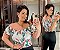 Cropped Tule Joana Folha Verde e Vermelha Plus Size - Imagem 1