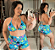 Biquíni com Short Perla Azul Estampado Plus Size - Imagem 1