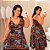 Vestido Alça Farm Kiara Preto Estampado Plus Size - Imagem 1