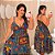 Vestido Alça Farm Kiara Azul Petróleo Floral Plus Size - Imagem 1