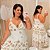 Vestido Alça Farm Maju Branco Estampado Plus Size - Imagem 1
