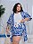Conjunto Kimono Cibele Verão Azul e Branco Plus Size - Imagem 1