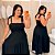Vestido Alça Pamela MG Preto Liso Plus Size - Imagem 1
