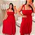 Vestido Alça Pamela MG Vermelho Liso Plus Size - Imagem 3