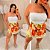 Short Saia Kate Floral Bege e Laranja Plus Size - Imagem 3