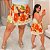Short Saia Kate Floral Bege e Laranja Plus Size - Imagem 1