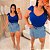 Cropped Alça Babado Azul Royal Plus Size - Imagem 3