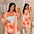 Conjunto Kimono Cibele Estampado Laranja Plus Size - Imagem 1