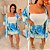 Conjunto Kimono Cibele Tropical Azul Claro Plus Size - Imagem 3