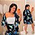 Conjunto Kimono Cindy Verão Preto e Azul Plus Size - Imagem 1
