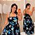 Vestido Celeste Preto e Azul Flores Verão Plus Size - Imagem 1