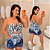 Conjunto Grécia Estampado Azul Plus Size - Imagem 1