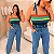 Cropped Elastex Alça Listra Azul e Verde Plus Size - Imagem 4