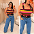Cropped Elastex Alça Listra Preto e Amarelo Plus Size - Imagem 3