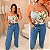 Cropped Elastex Alça Estampado Branco e Verde Coqueiros Plus Size - Imagem 3
