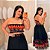Vestido Multi Formas Estampado Laranja e Vermelho Plus Size - Imagem 1