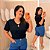 Blusa Gotinha Manga Diana Preta Plus Size - Imagem 1