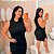 Vestido Canelado Raquel Preto Plus Size - Imagem 1