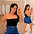 Cropped Tomara que Caia Elastex Preto Plus Size - Imagem 1