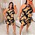 Macaquinho Ema Preto Flores Douradas Plus Size - Imagem 4