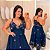 Vestido Alça Farm Bordado Azul Escuro Flor Plus Size - Imagem 1