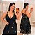 Vestido Alça Farm Bordado Preto Flor Plus Size - Imagem 1