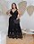 Vestido Alça Farm Bordado Preto Flor Plus Size - Imagem 1