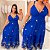 Vestido Alça Farm Bordado Azul Royal Flor Plus Size - Imagem 3