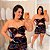 Conjunto Grécia Estampado Tropical Preto Plus Size - Imagem 1