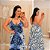 Vestido Lenço Adrieli Floral Azul e Branco Plus Size - Imagem 1