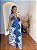 Vestido Lenço Adrieli Floral Azul e Branco Plus Size - Imagem 3
