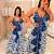Vestido Lenço Adrieli Floral Azul e Branco Plus Size - Imagem 3