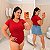 Body Ribana Manga Vermelho Plus Size - Imagem 1