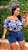 Cropped Ciganinha Vip Estampado Azul e Branco Plus Size - Imagem 1