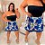 Short Saia Carla Estampado Azul e Branco Plus Size - Imagem 3