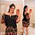 Vestido Giovana Estampado Preto e Amarelo Plus Size - Imagem 1