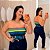 Cropped Tomara que Caia Elastex Listras Verde Plus Size - Imagem 1