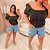 Cropped Manga Elastex Preto Floral Plus Size - Imagem 3