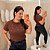 T shirt Bordada Coração Luiza Marrom Plus Size - Imagem 1
