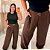 Calça Pantalona Cinto Vip Marrom Plus Size - Imagem 3