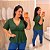 Blusa Canelada Thais Verde Militar Plus Size - Imagem 1