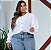 Camisa Manga Punho Branca Plus Size - Imagem 1