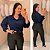 Camisa Manga Punho Azul Marinho Plus Size - Imagem 1