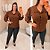 Camisa Manga Punho Marrom Plus Size - Imagem 4