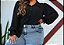 Camisa Manga Punho Preta Plus Size - Imagem 1