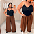 Pantalona Cós Duplo Marrom Plus Size - Imagem 3