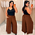 Pantalona Cós Duplo Marrom Plus Size - Imagem 1